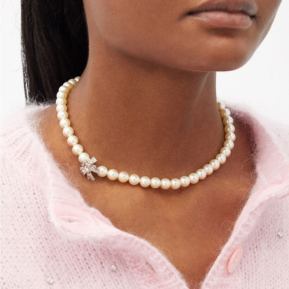 MIU MIU
Crystal-Embellished Faux-Pearl Necklace - Picture 2 of 4